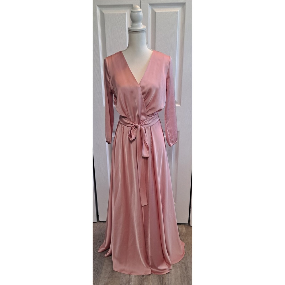 Ladies M Pink Sateen Hollywood Regency Old Money Full Length Robe